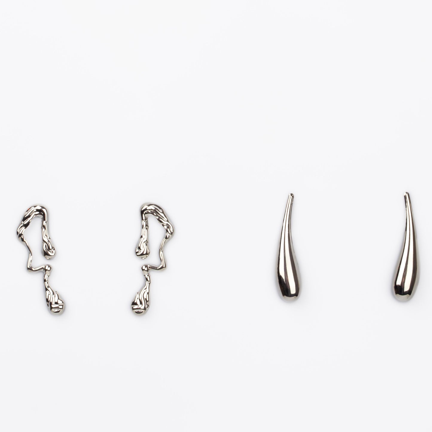 Cercei metalici liquid chic, set 2 - Argintiu