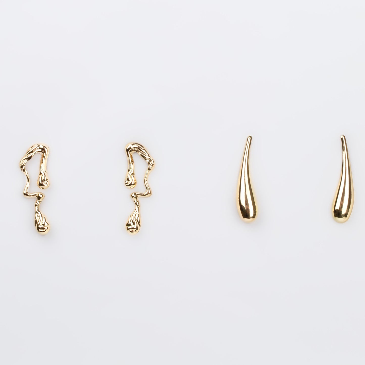 Cercei metalici liquid chic, set 2 - Auriu