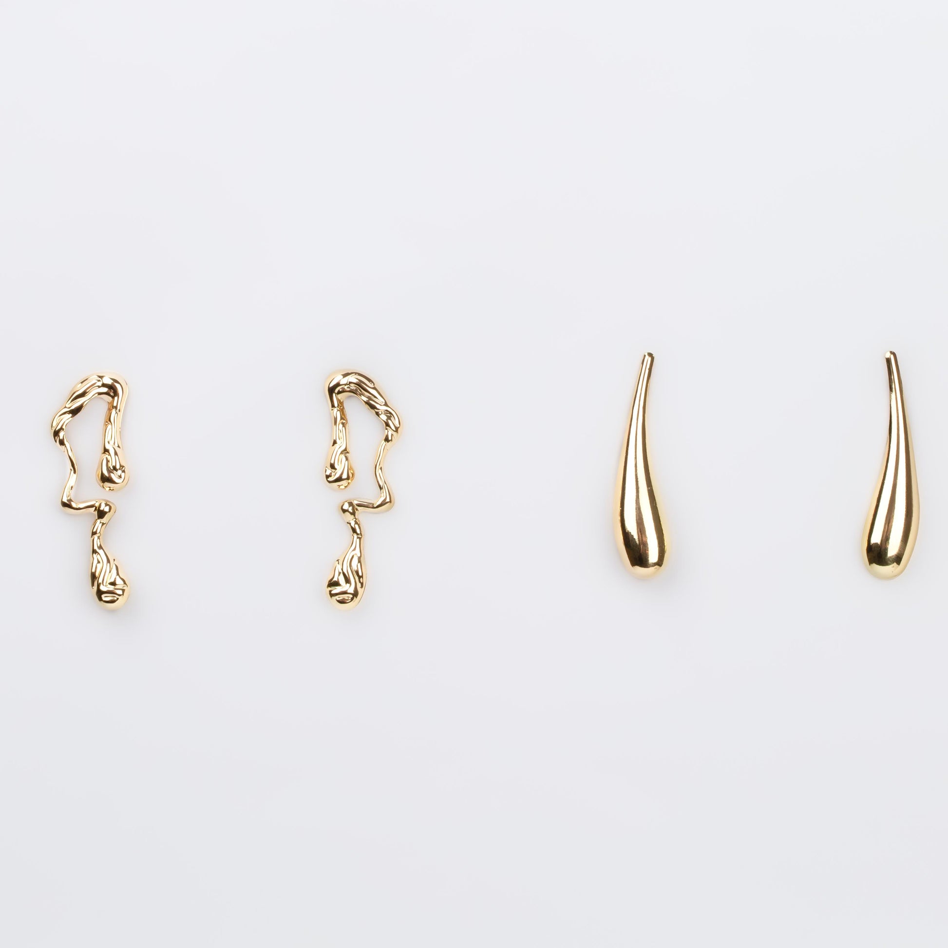 Cercei metalici liquid chic, set 2 - Auriu