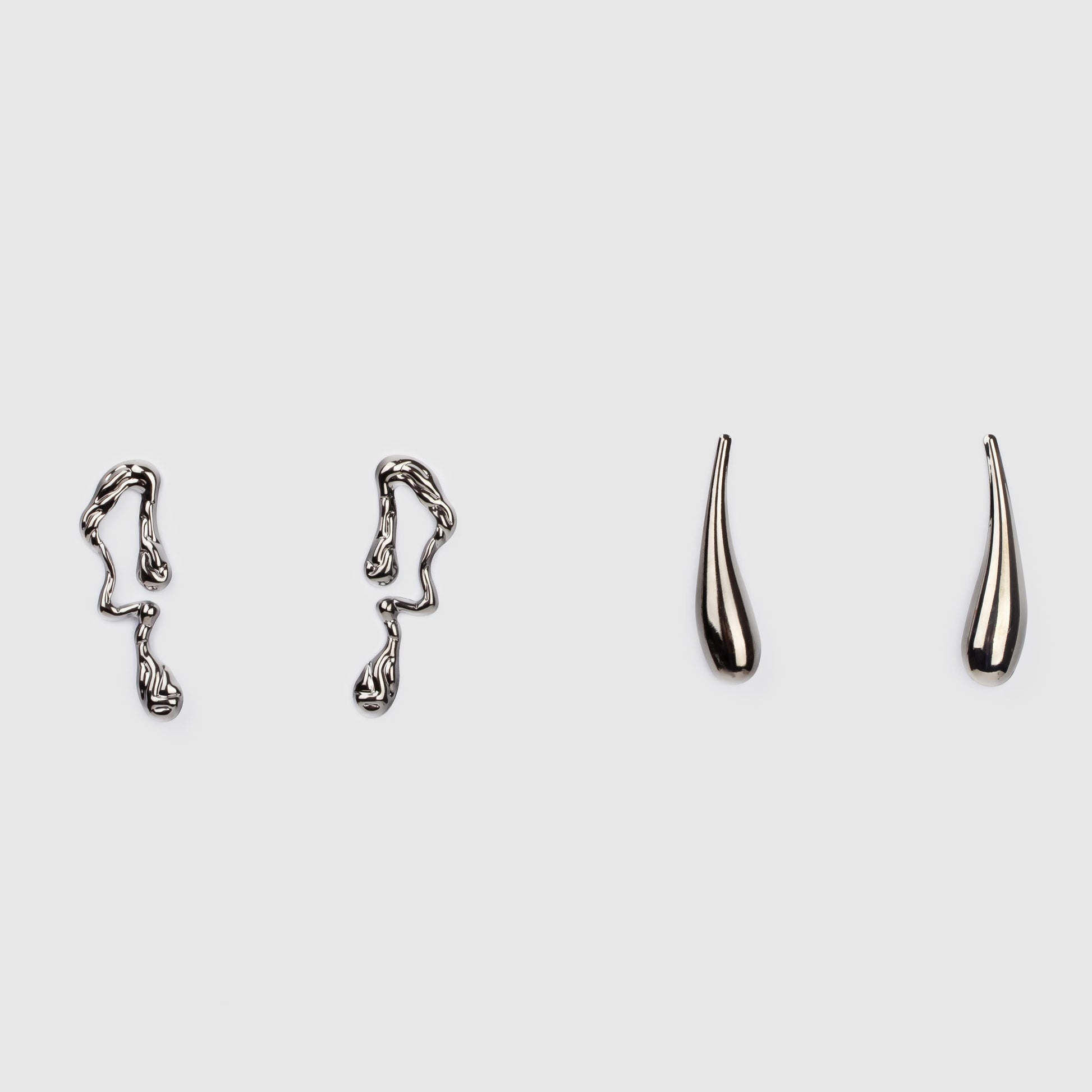 Cercei metalici liquid chic, set 2 - Gri Antracit