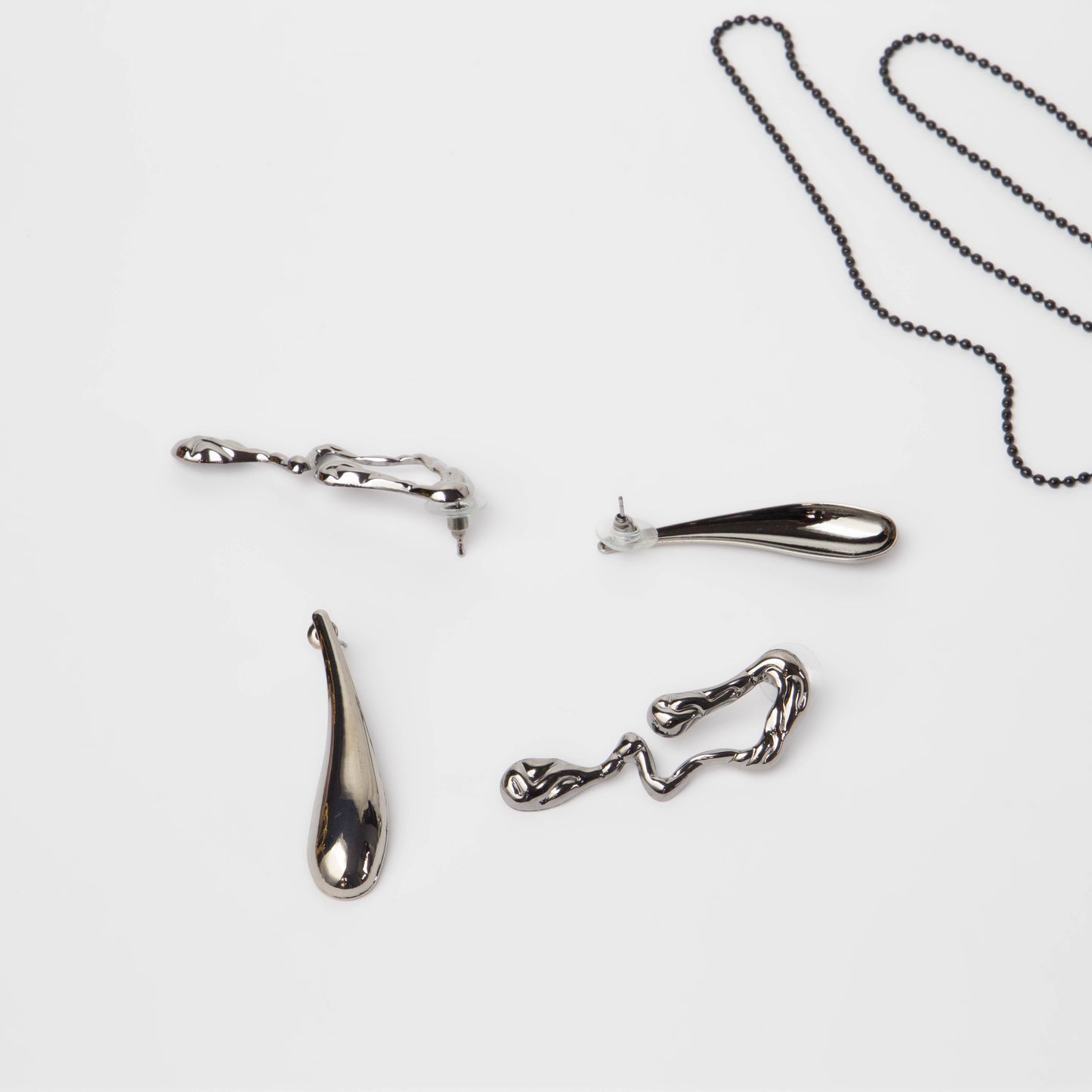 Cercei metalici liquid chic, set 2 - Gri Antracit