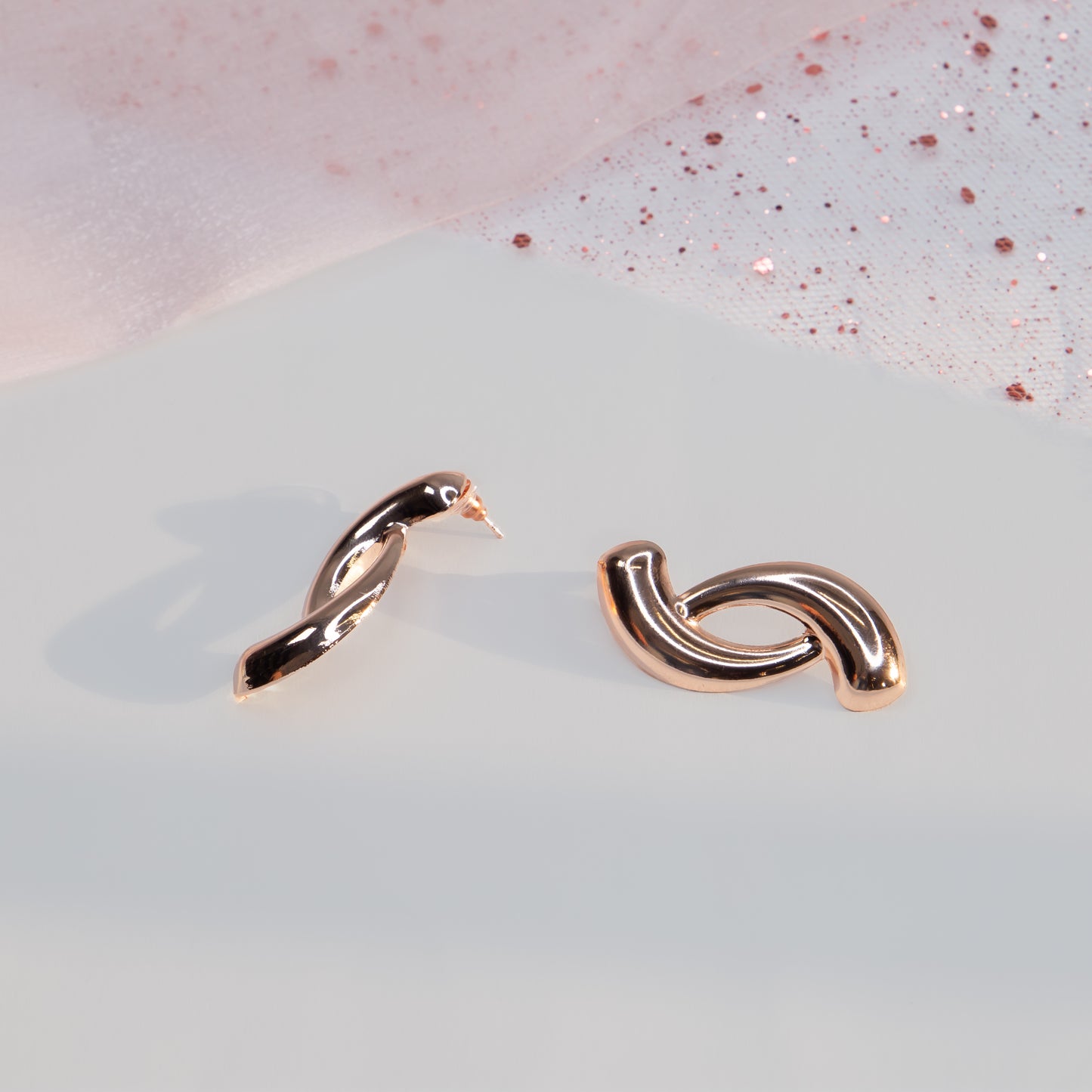 Cercei metalici Luminous Curve - Rose Gold