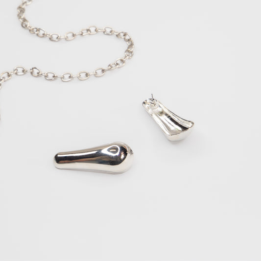 Cercei metalici Metallic Teardrop - Argintiu
