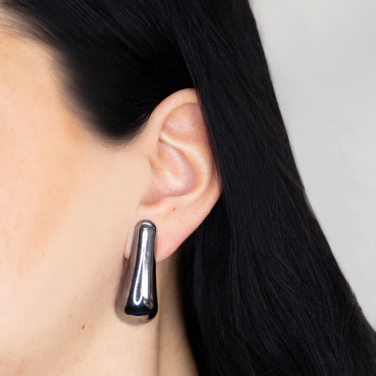 Cercei metalici Metallic Teardrop - Negru