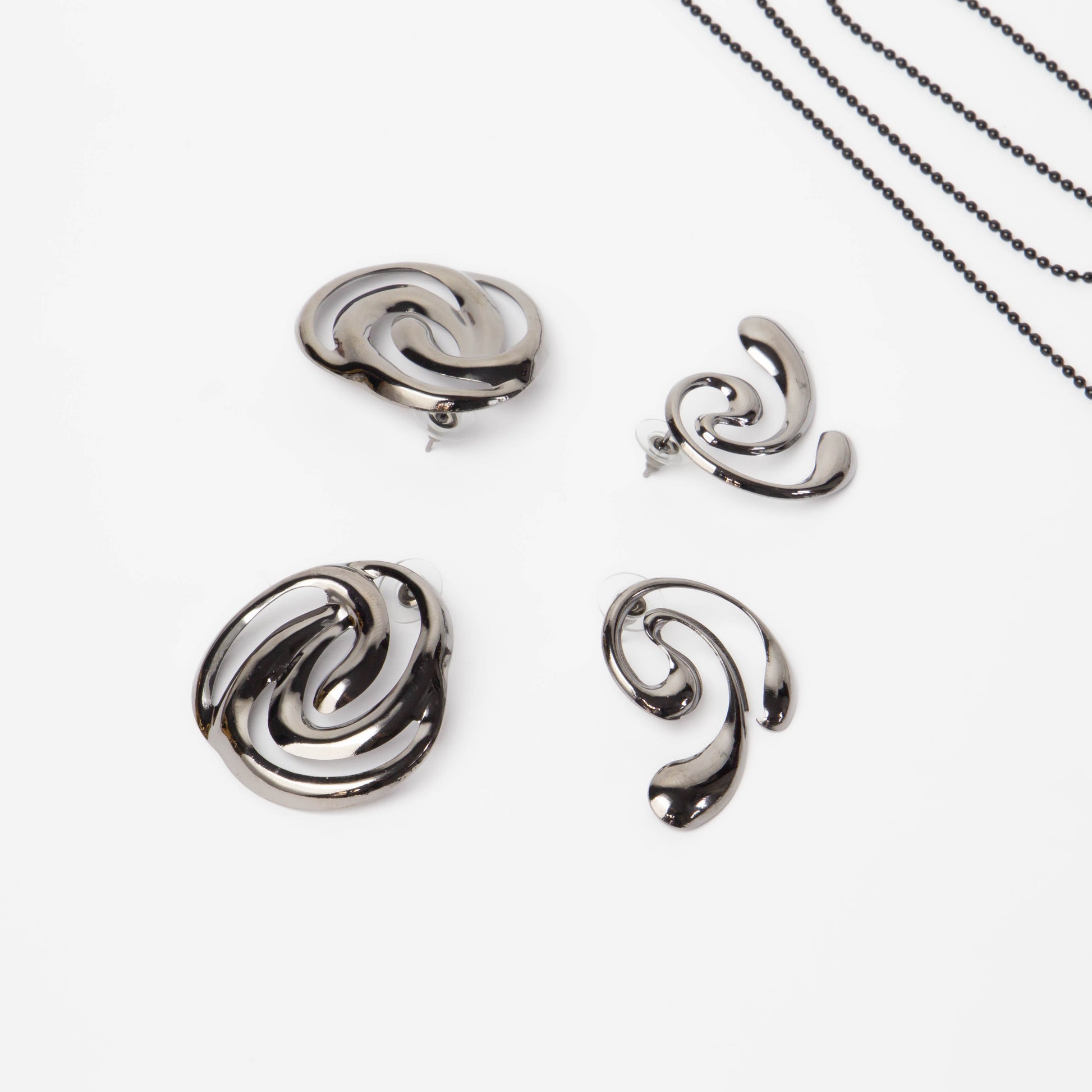 Cercei metalici milky way, set 2 - Gri Antracit