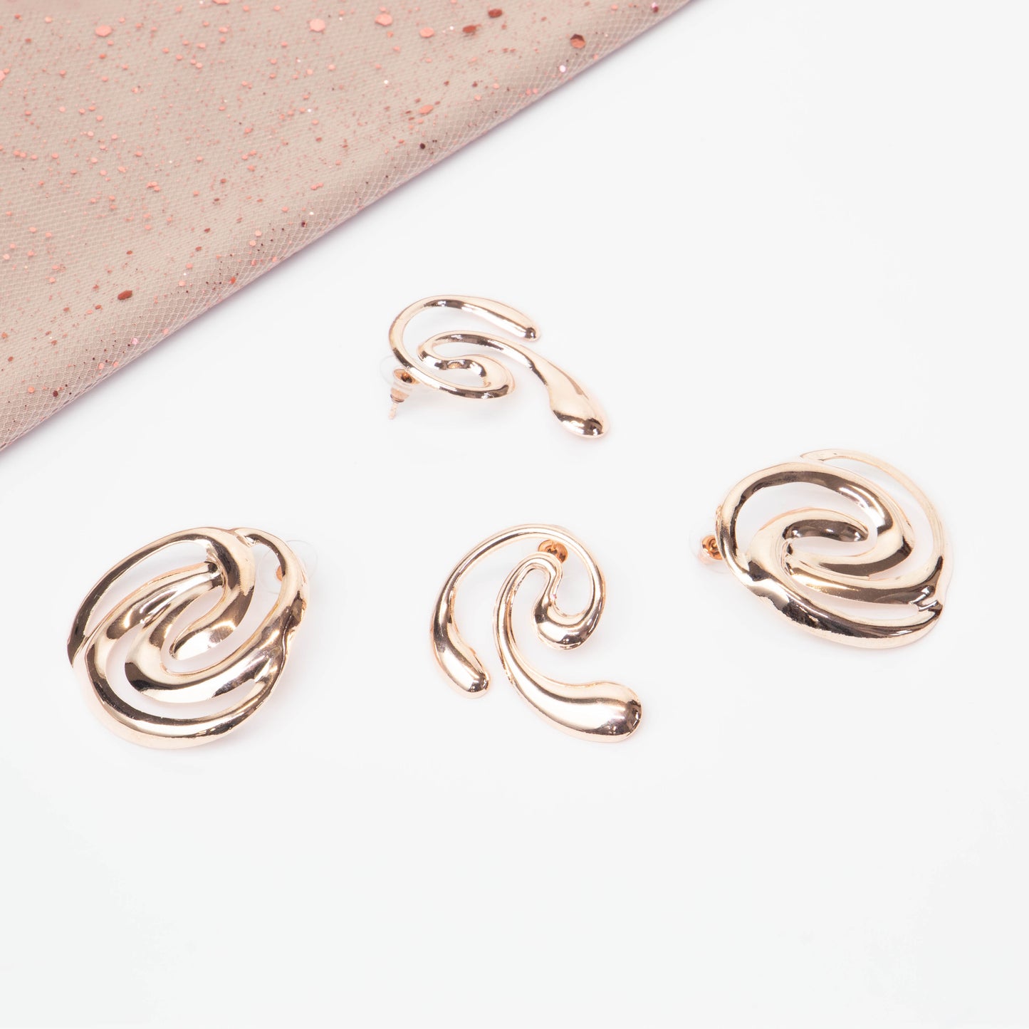 Cercei metalici milky way, set 2 - Rose Gold