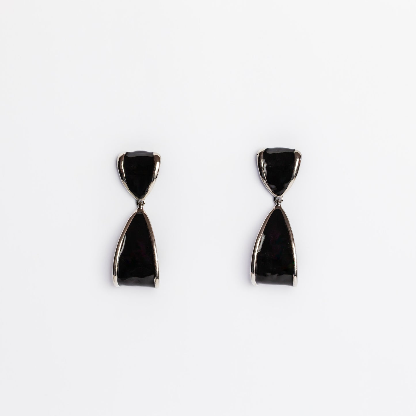 Cercei metalici modern geometric - Negru, Argintiu
