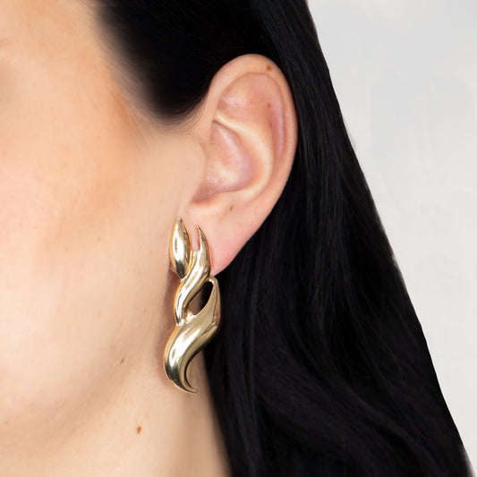 Cercei metalici Ornament Regal - Auriu