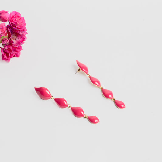 Cercei metalici pink glow drop - Roz