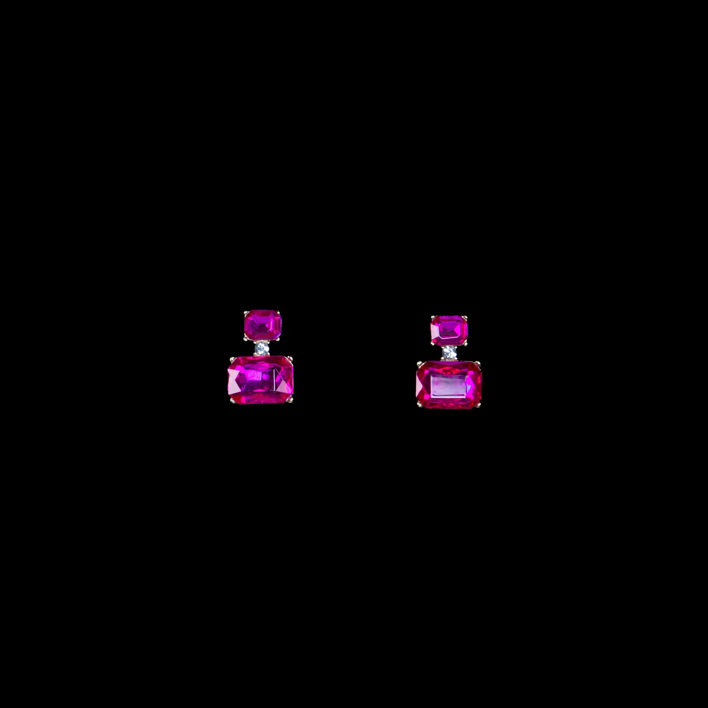 Cercei mici cu pietre fine, Elegant Blocks - Magenta