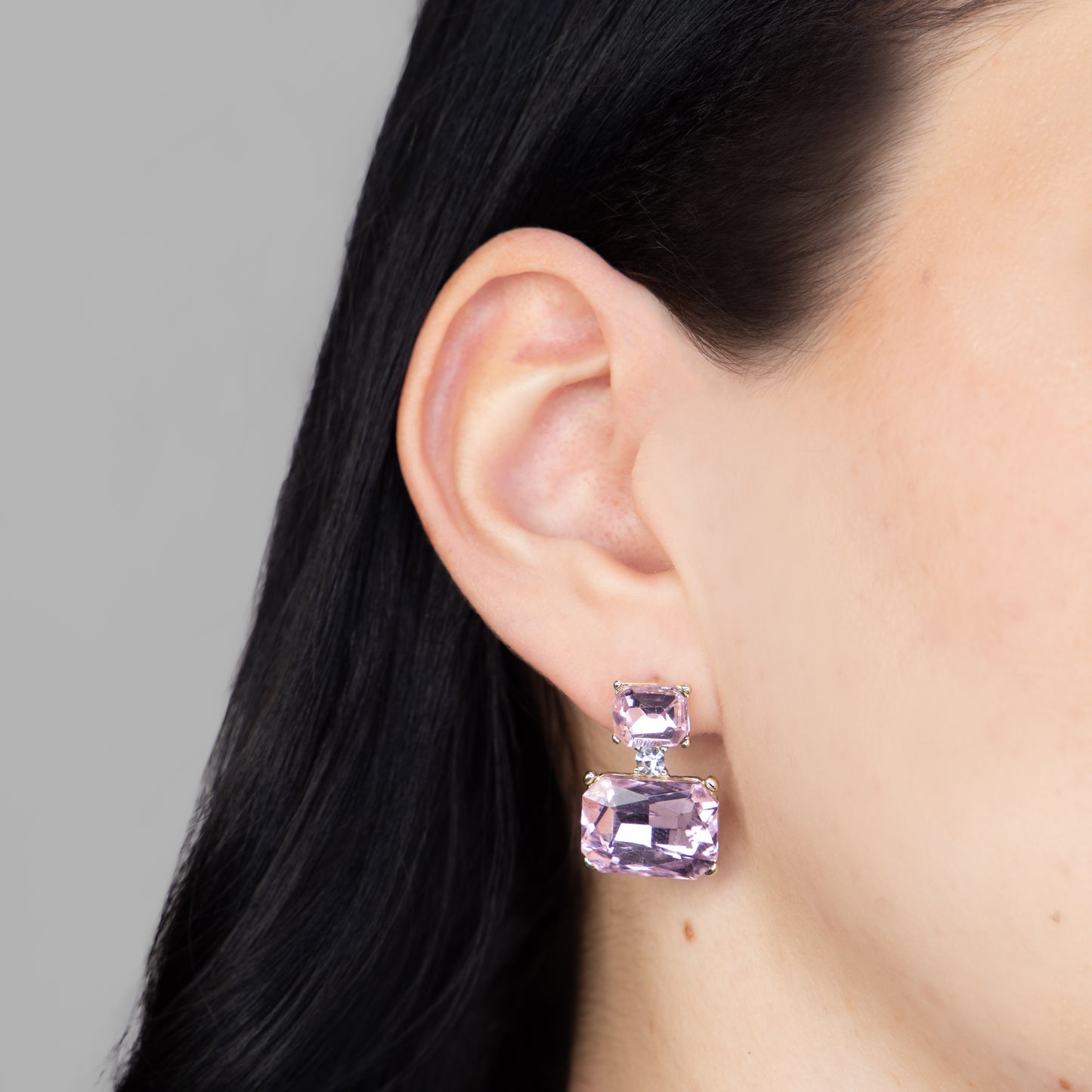 Cercei mici cu pietre fine, Elegant Blocks - Roz