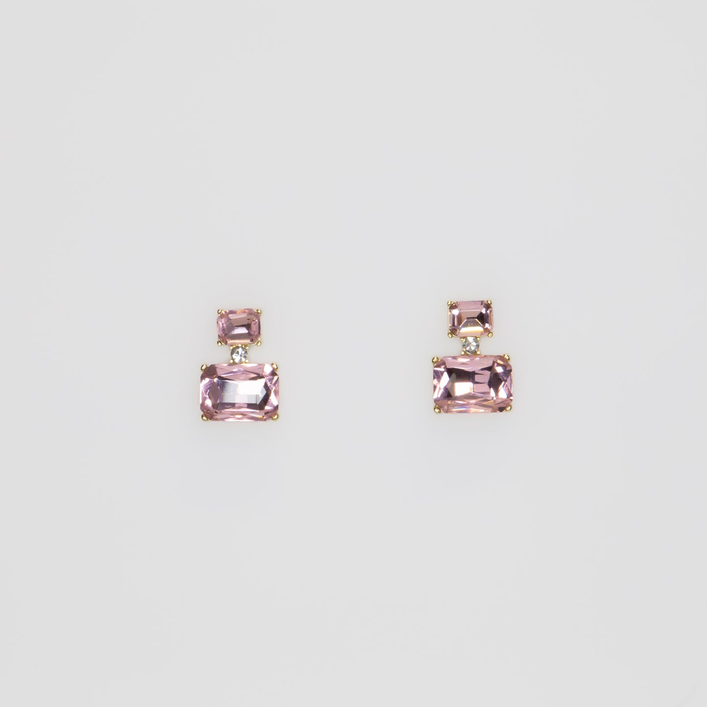 Cercei mici cu pietre fine, Elegant Blocks - Roz