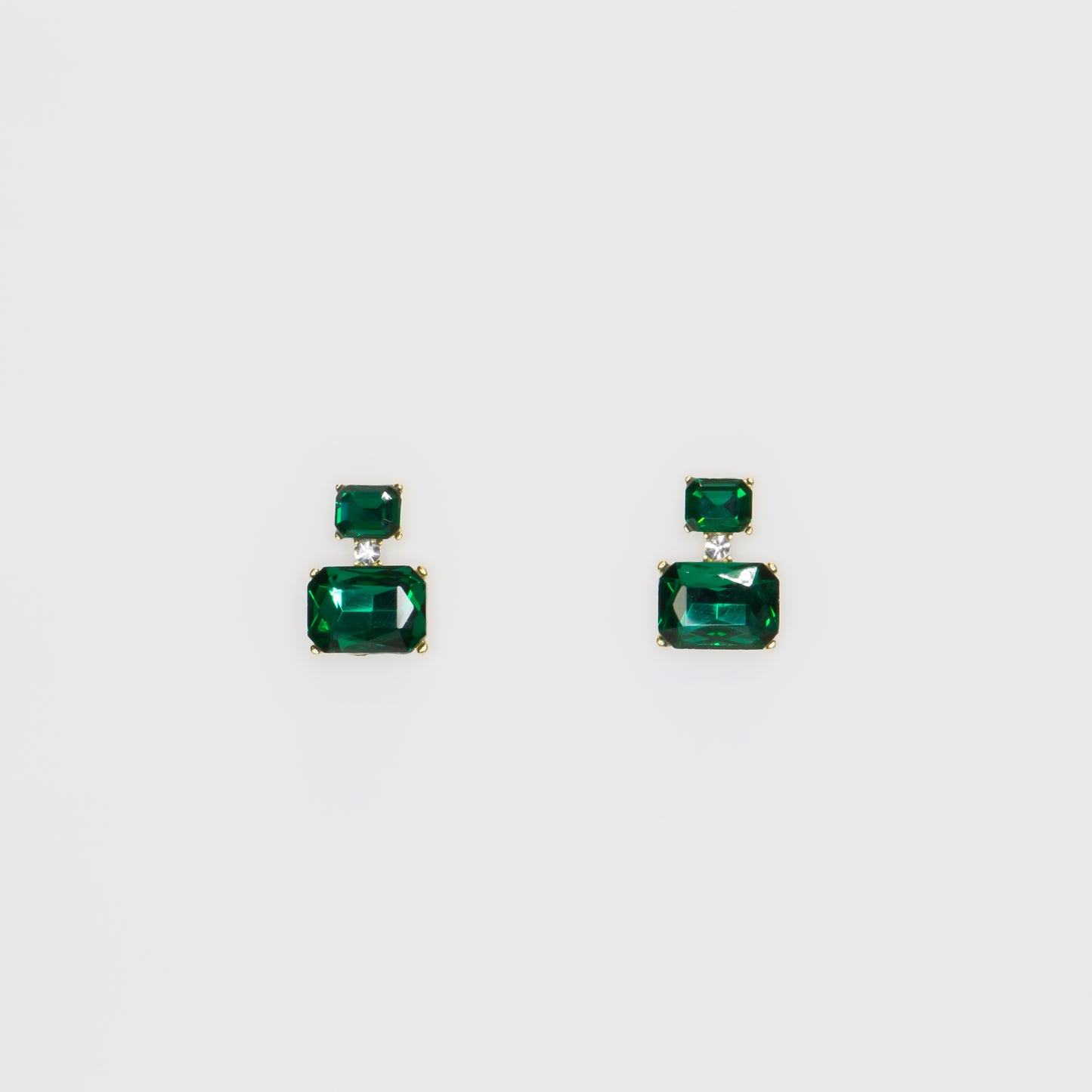 Cercei mici cu pietre fine, Elegant Blocks - Verde
