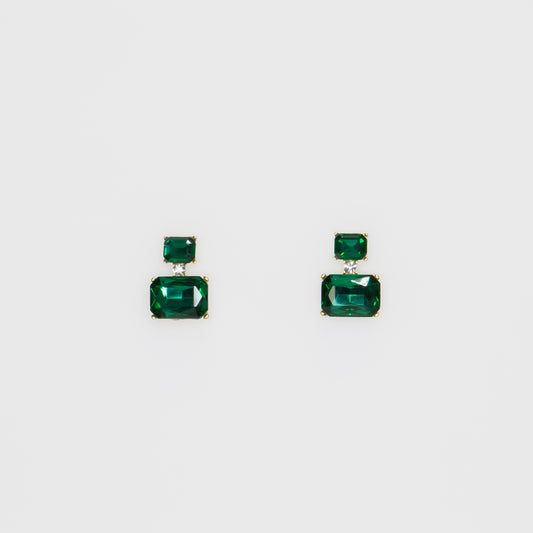 Cercei mici cu pietre fine, Elegant Blocks - Verde