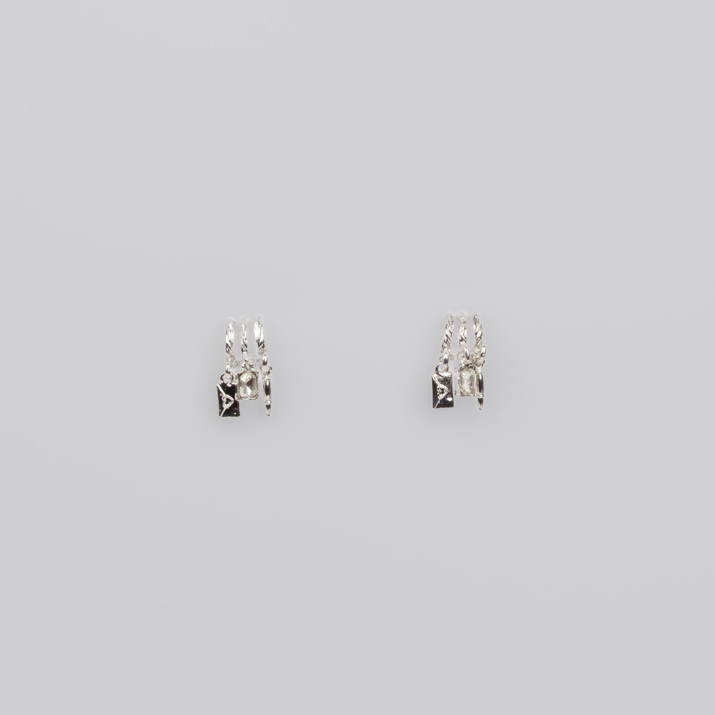 Cercei mici cu pietre și charm-uri, set 2 - Love Letter
