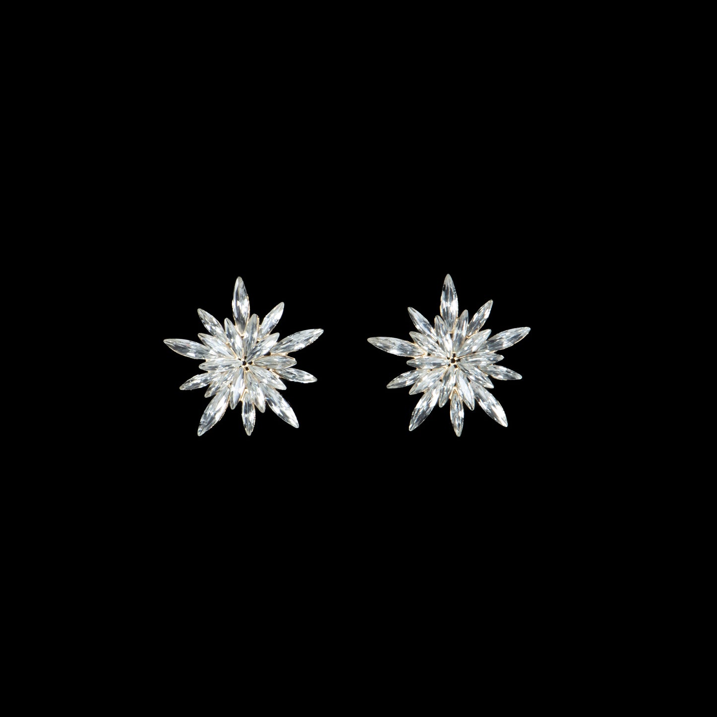Cercei mici cu pietre strălucitoare, Ice Flower - Argintiu