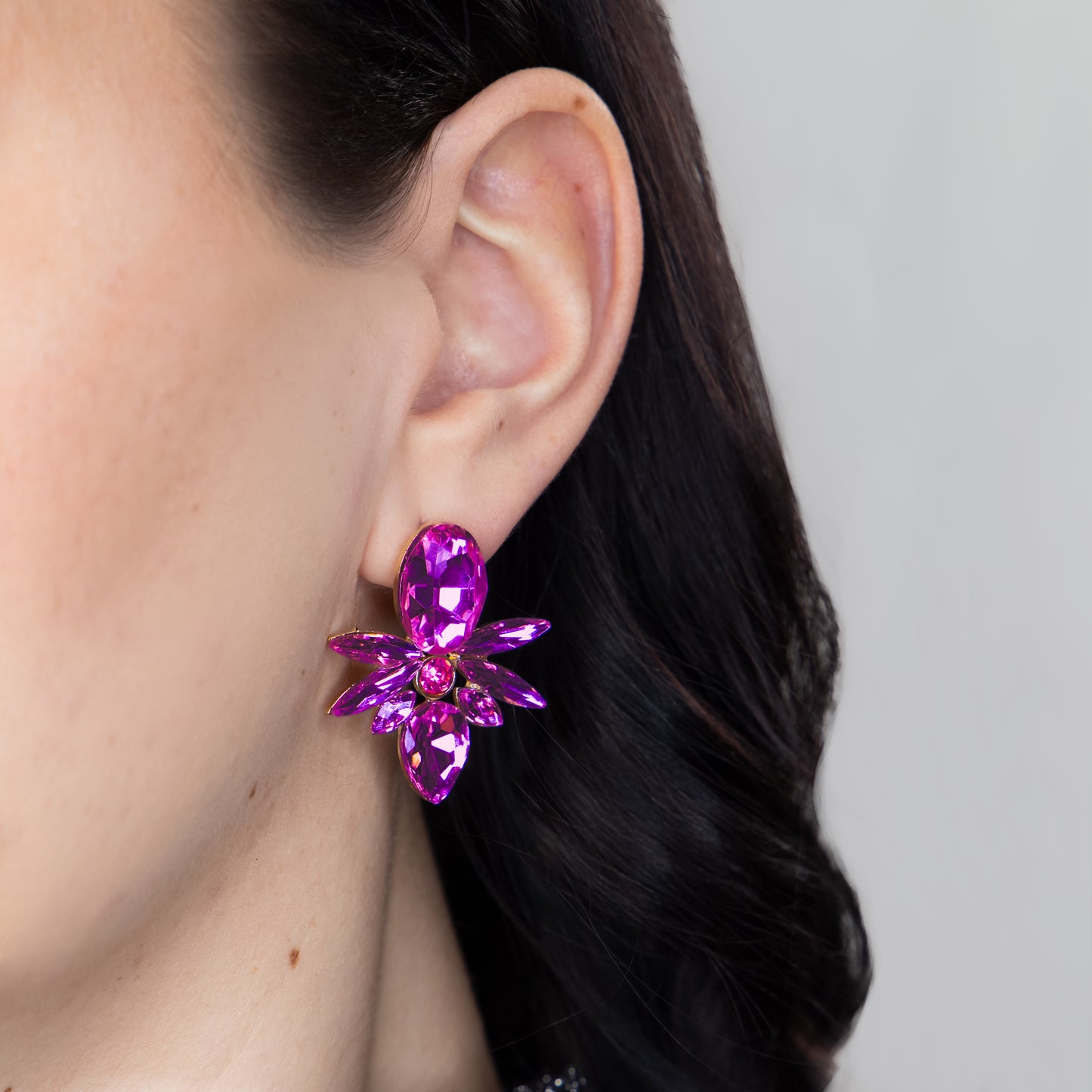 Cercei mici cu pietre strălucitoare, Timeless Shine - Magenta
