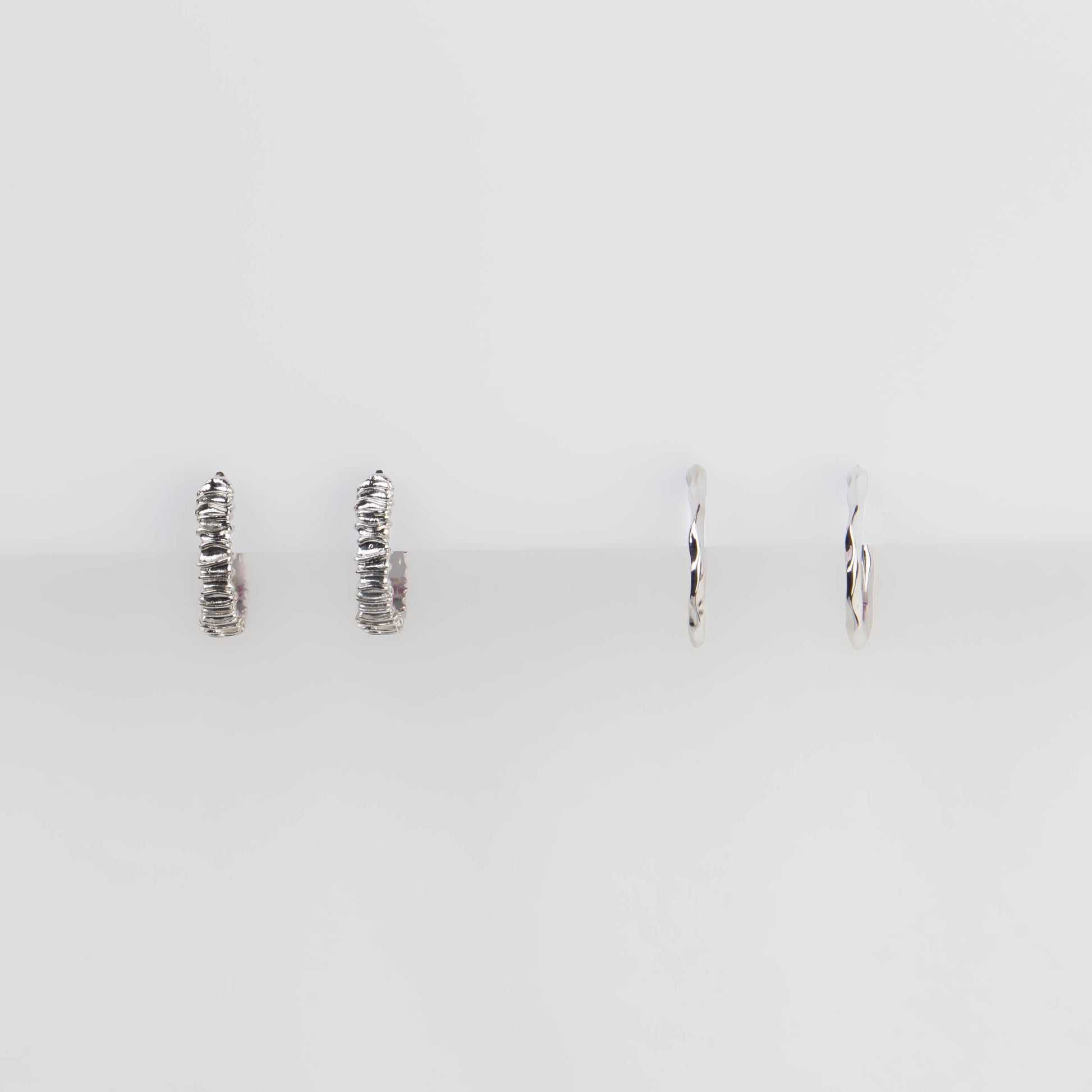 Cercei mici rotunzi decadence, set 2 - Argintiu