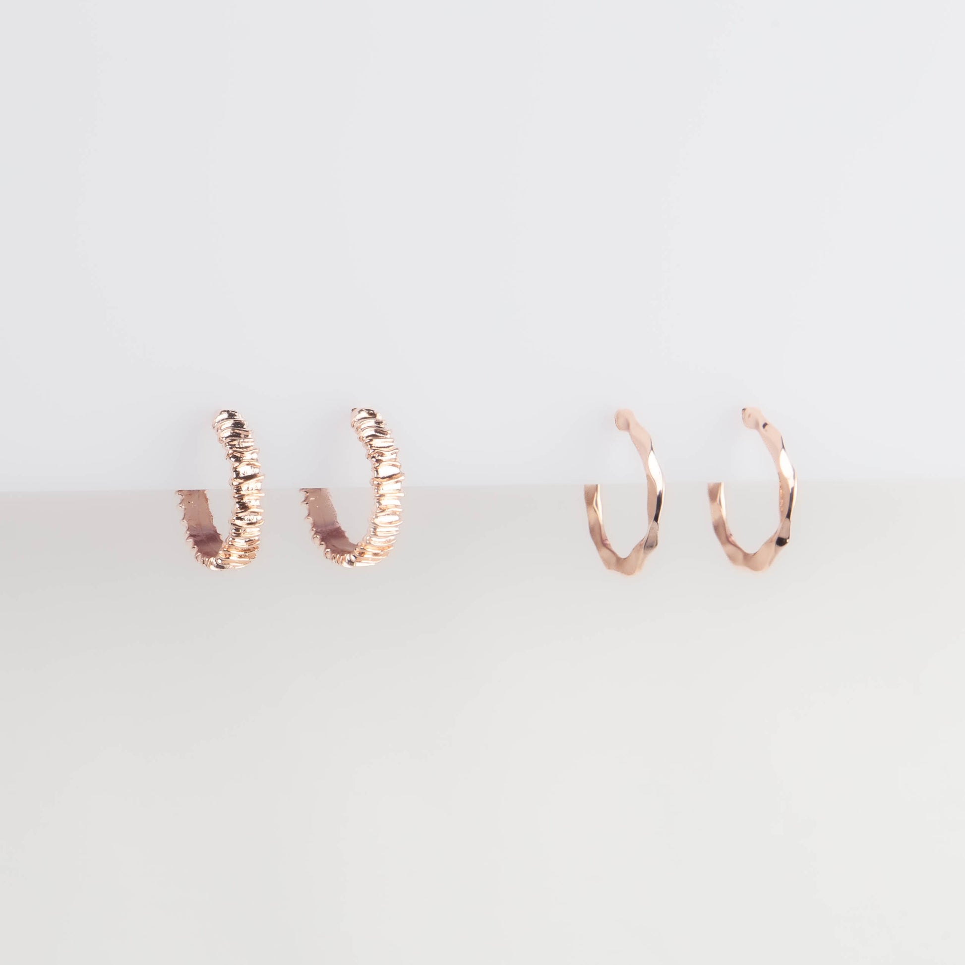 Cercei mici rotunzi decadence, set 2 - Rose Gold