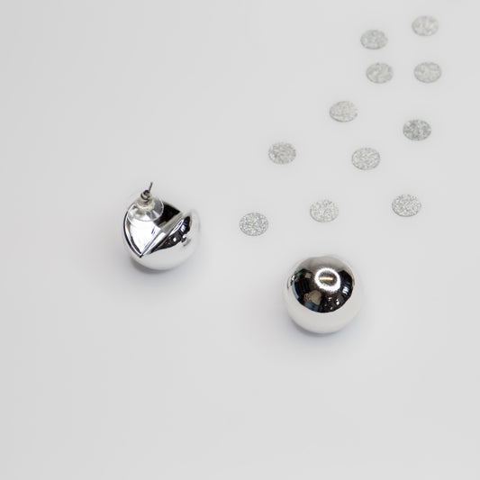 Cercei Mini Buton - Argintiu