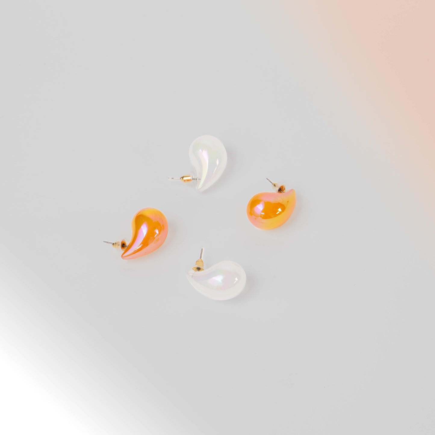 Cercei mochi neon, set 2 - Portocaliu, Alb