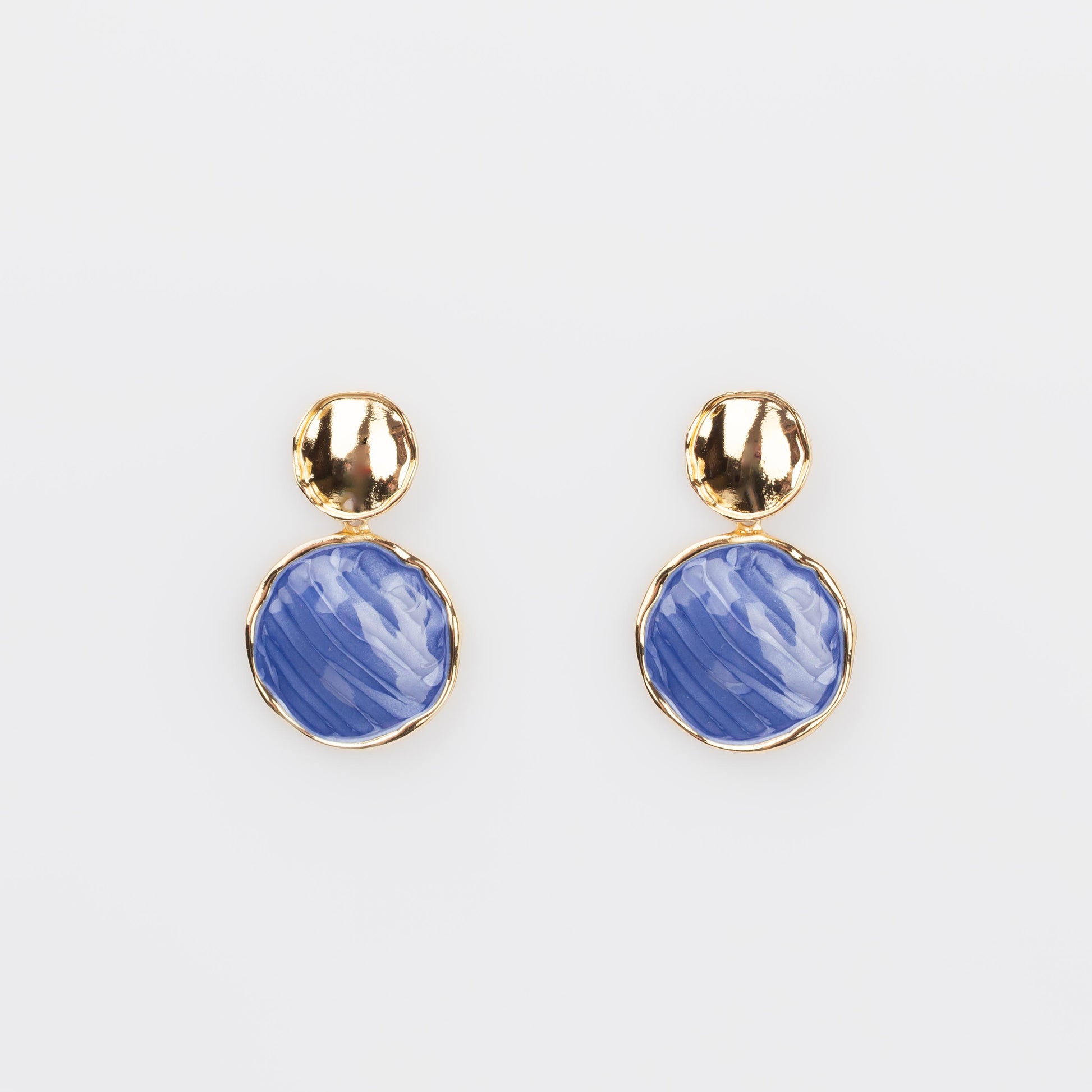 Cercei reliefați glossy cu accent - Indigo