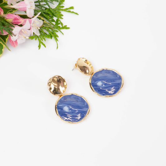 Cercei reliefați glossy cu accent - Indigo