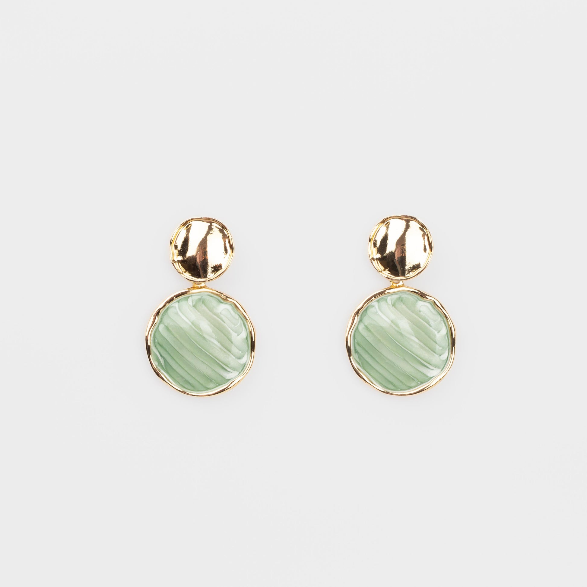 Cercei reliefați glossy cu accent - Verde Mist