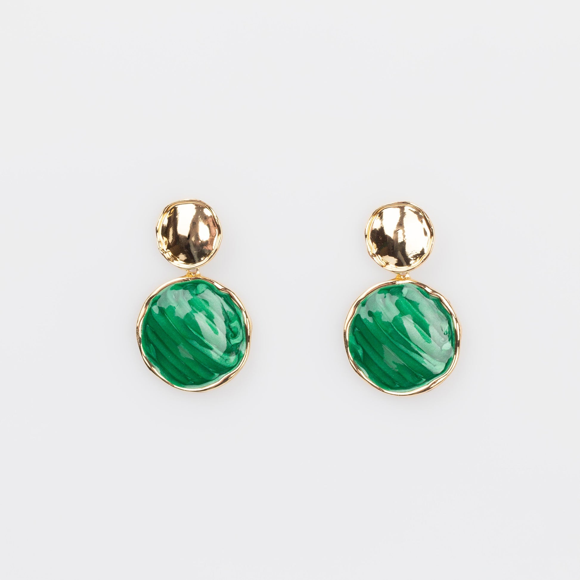 Cercei reliefați glossy cu accent - Verde