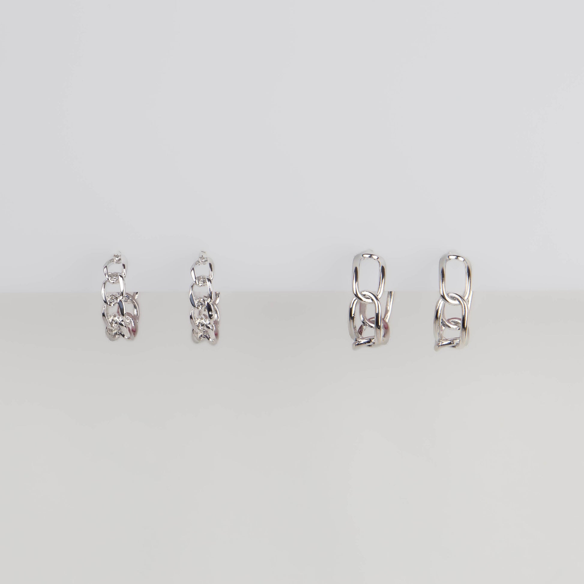 Cercei rotunzi chain elegance, set 2 - Argintiu