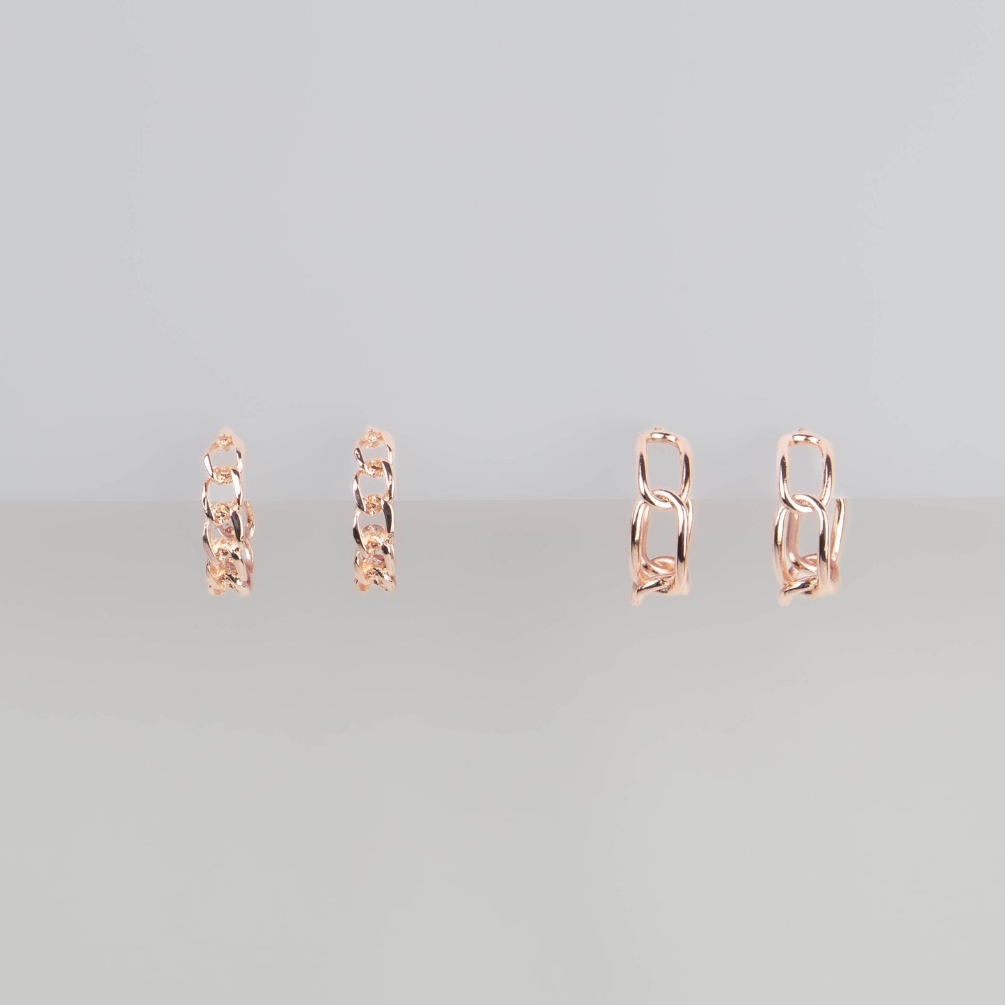 Cercei rotunzi chain elegance, set 2 - Rose Gold