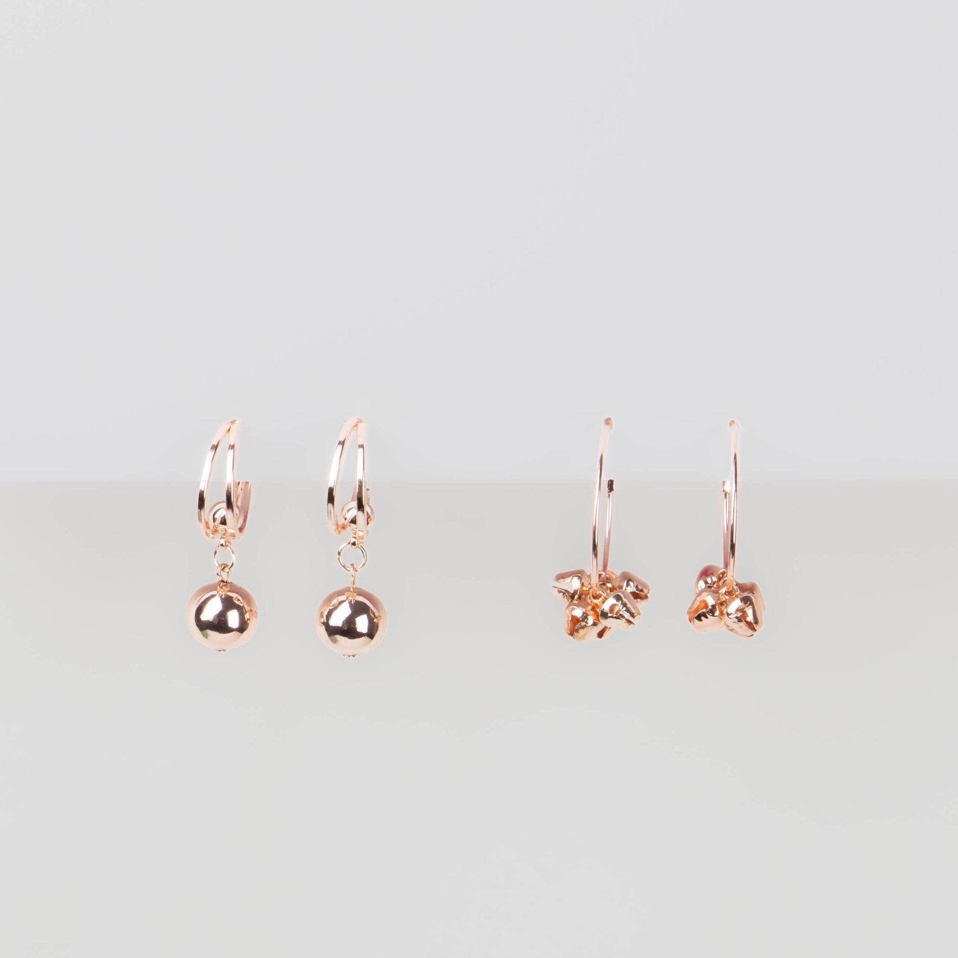 Cercei rotunzi cu zorzoane, set 2 - Rose Gold