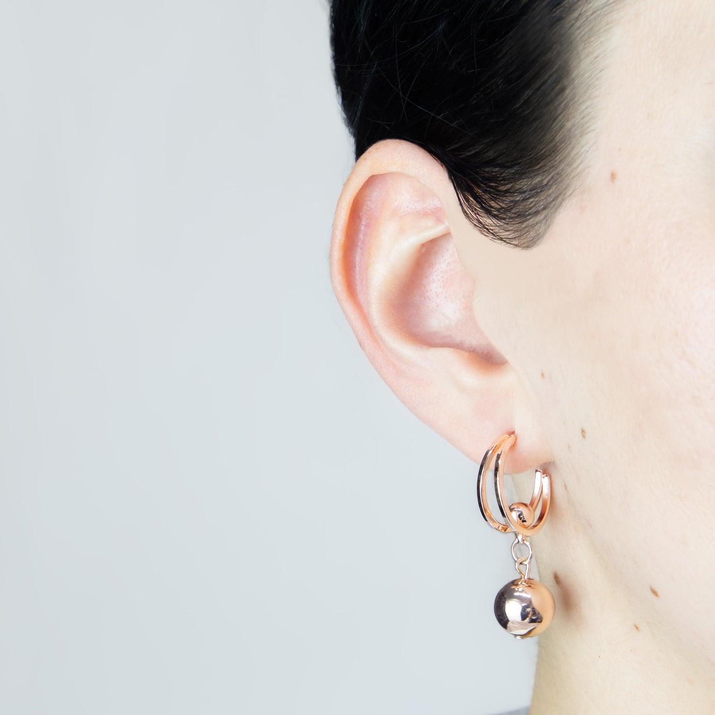Cercei rotunzi cu zorzoane, set 2 - Rose Gold
