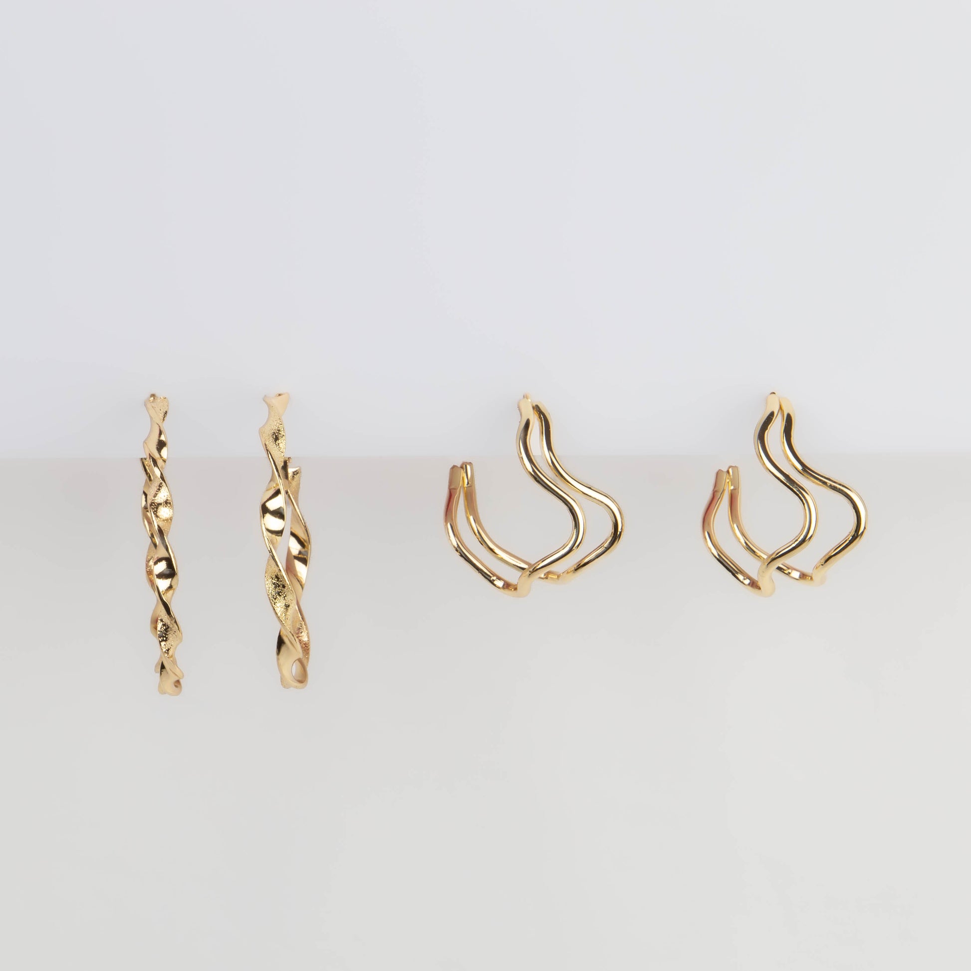 Cercei rotunzi flow chic, set 2 - Auriu