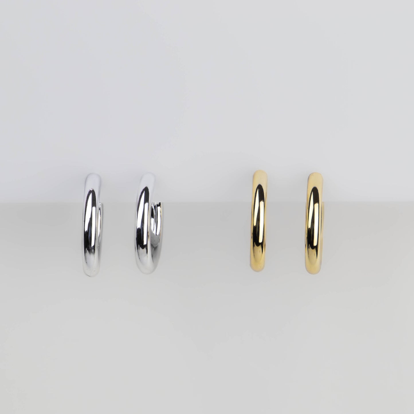 Cercei rotunzi medium, set 2 - Argintiu, Auriu
