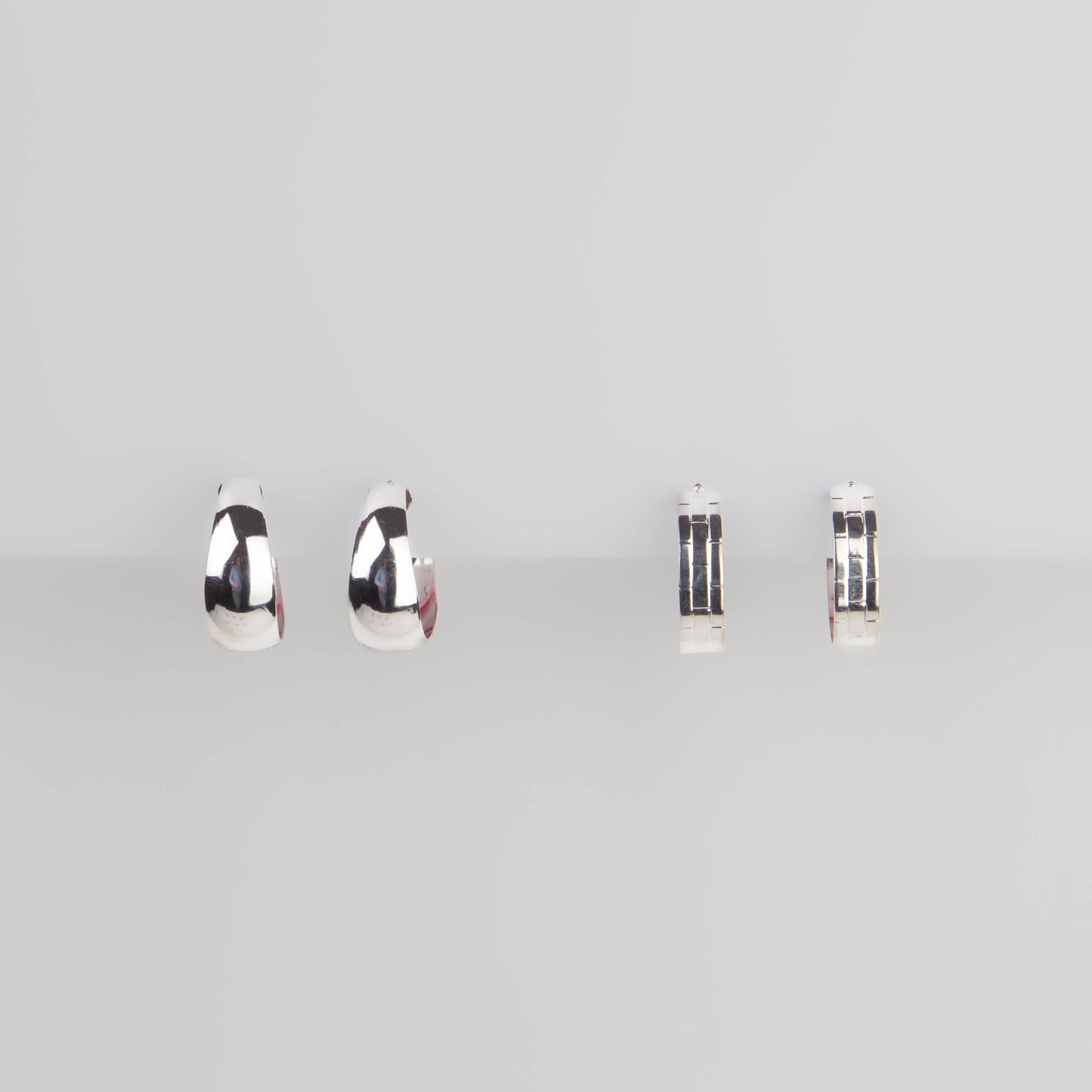 Cercei rotunzi minimal chic, set 2 - Argintiu