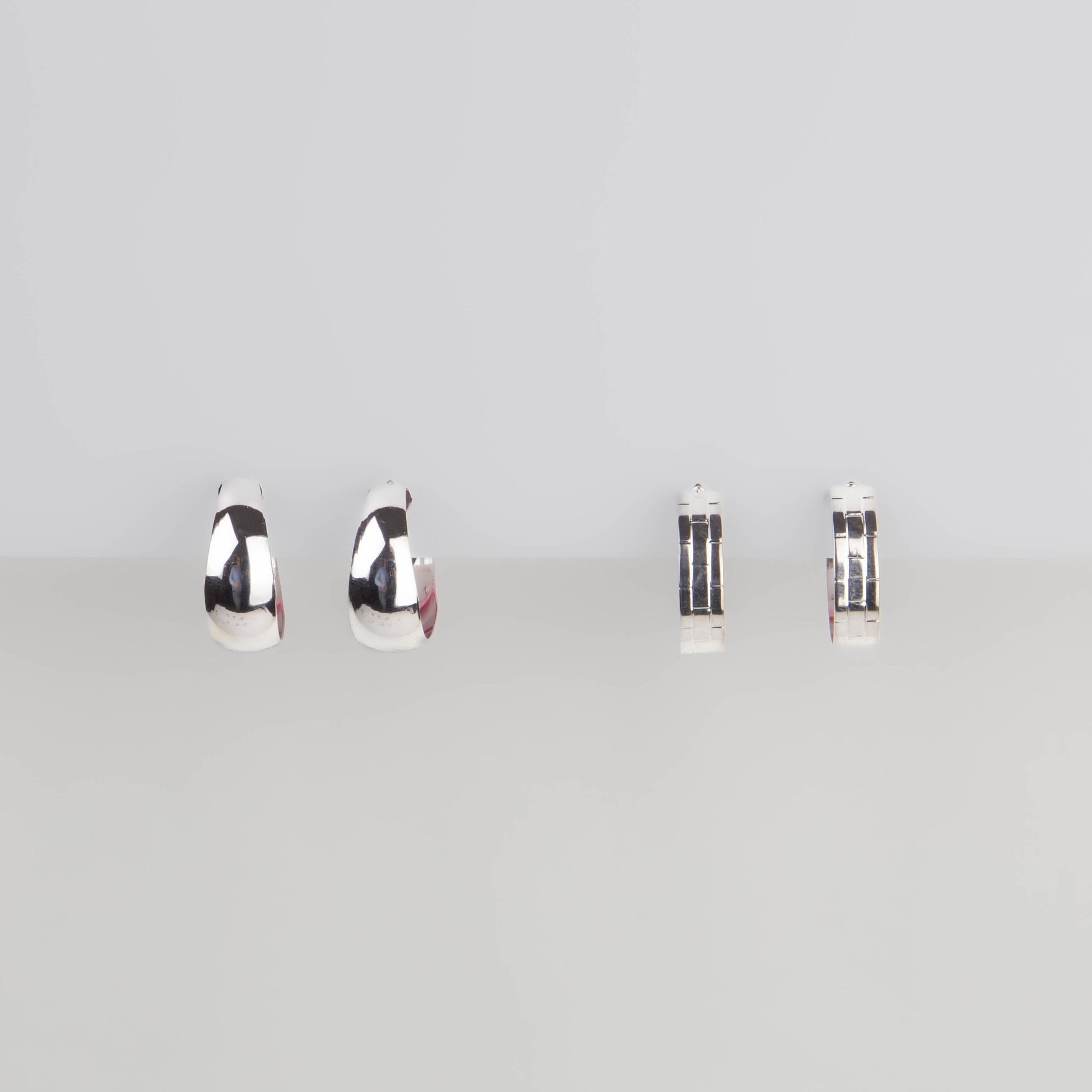 Cercei rotunzi minimal chic, set 2 - Argintiu