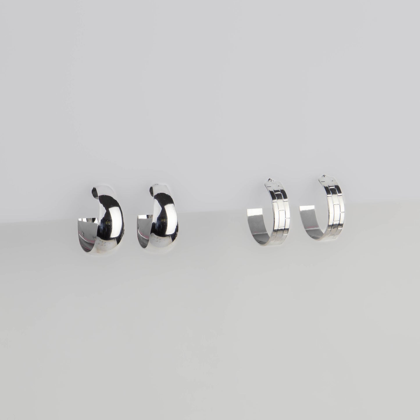 Cercei rotunzi minimal chic, set 2 - Argintiu