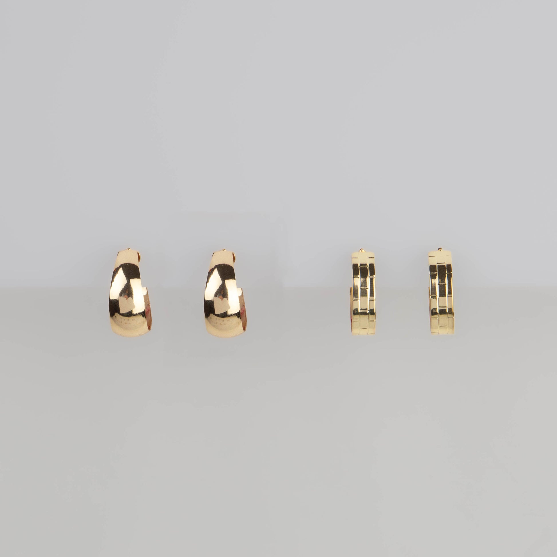 Cercei rotunzi minimal chic, set 2 - Auriu