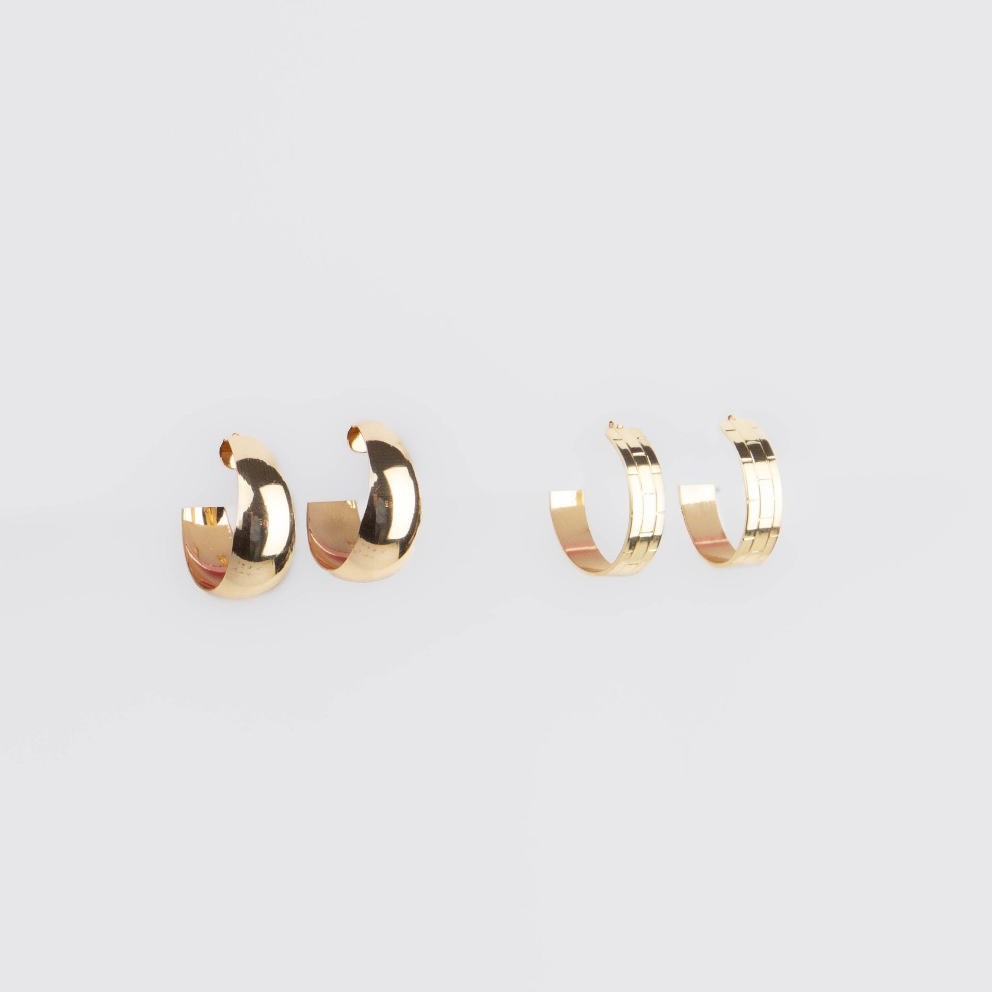 Cercei rotunzi minimal chic, set 2 - Auriu