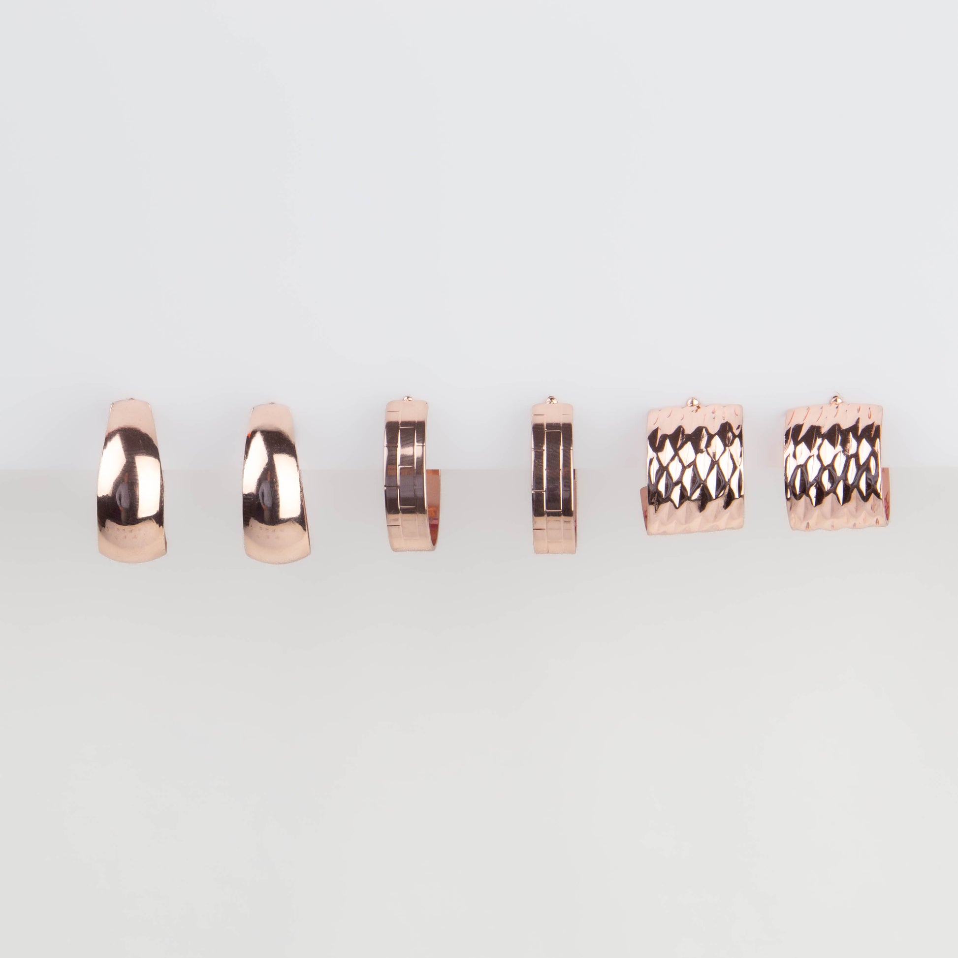 Cercei rotunzi minimal chic, set 3 - Rose Gold