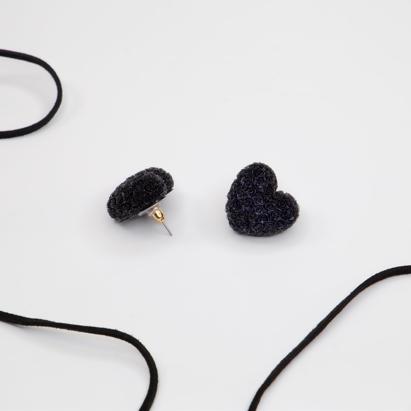 Cercei Royal Rose Heart - Negru