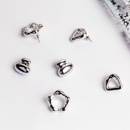 Cercei shape harmony, set 3 - Argintiu