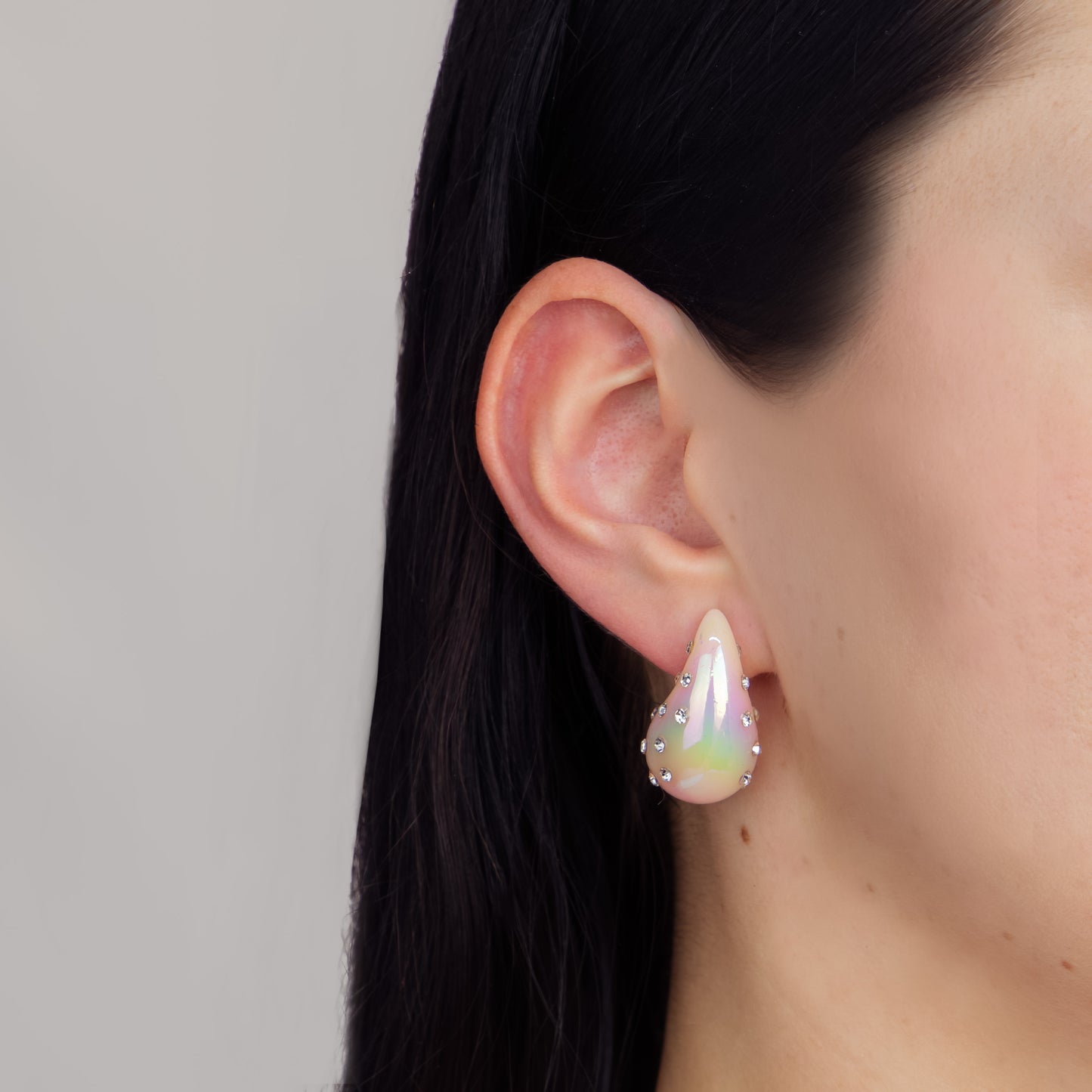 Cercei sparkling drop cu pietre - Roz