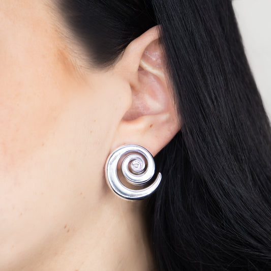 Cercei Spiral Chic - Argintiu