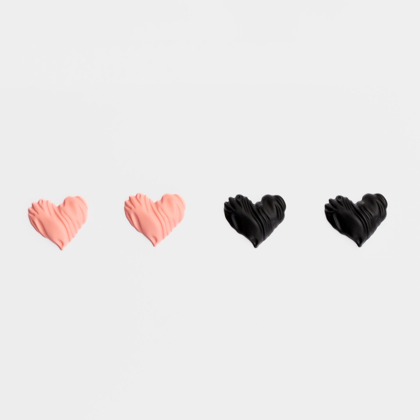 Cercei sweet hearts cu textruă siliconată, set 2 - Roz, Negru