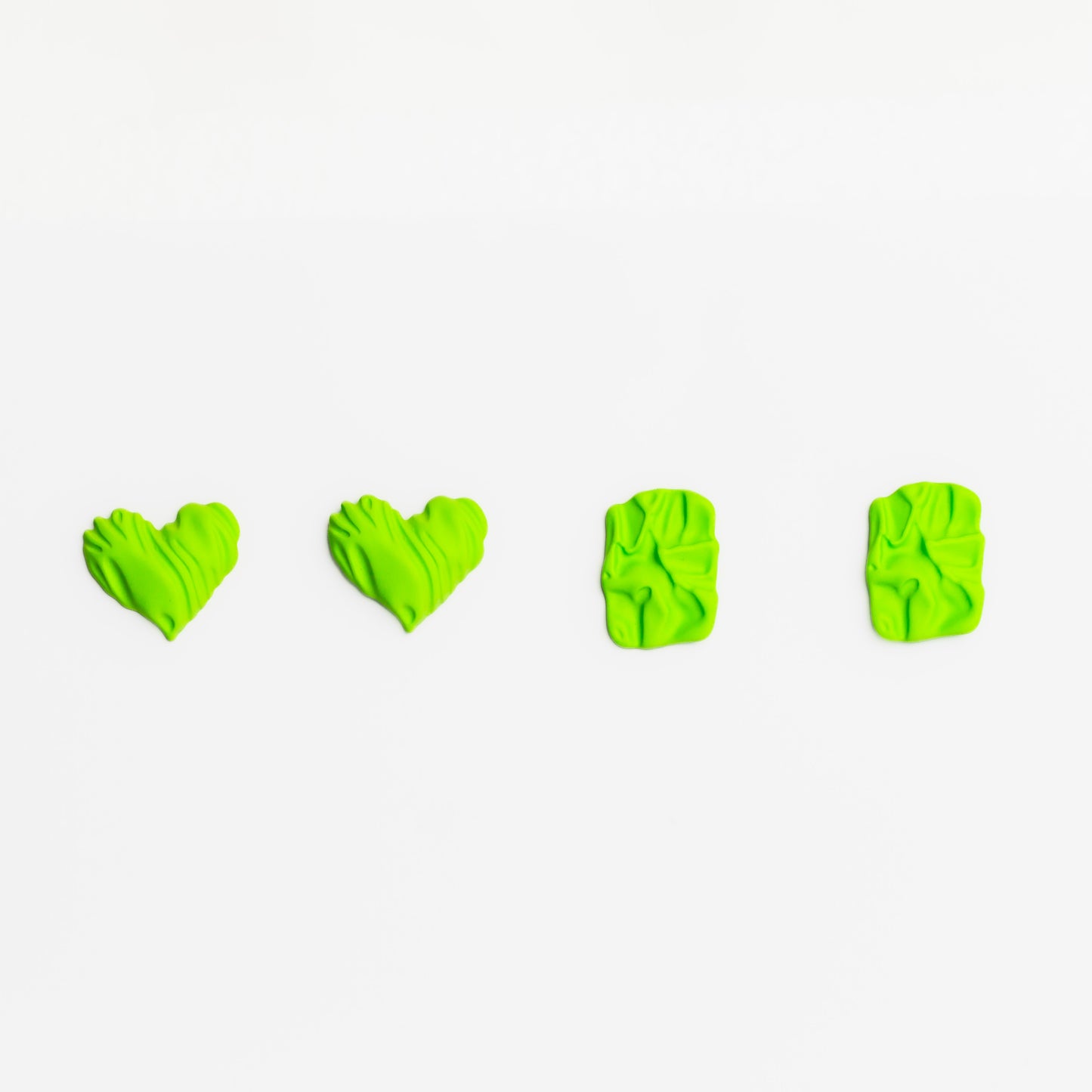 Cercei textured duo cu textruă siliconată, set 2 - Verde Lime