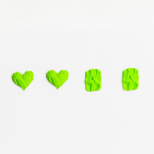 Cercei textured duo cu textruă siliconată, set 2 - Verde Lime