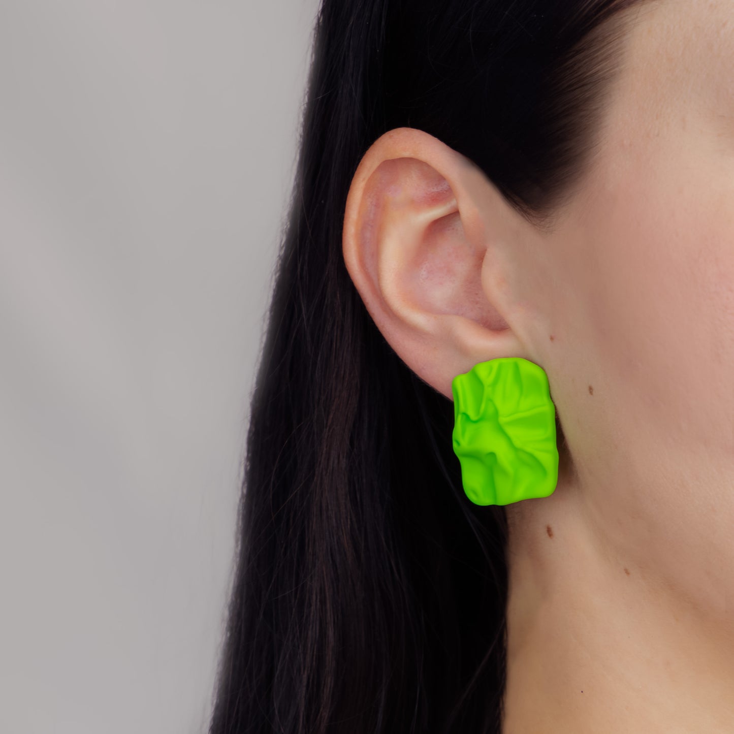 Cercei textured duo cu textruă siliconată, set 2 - Verde Lime
