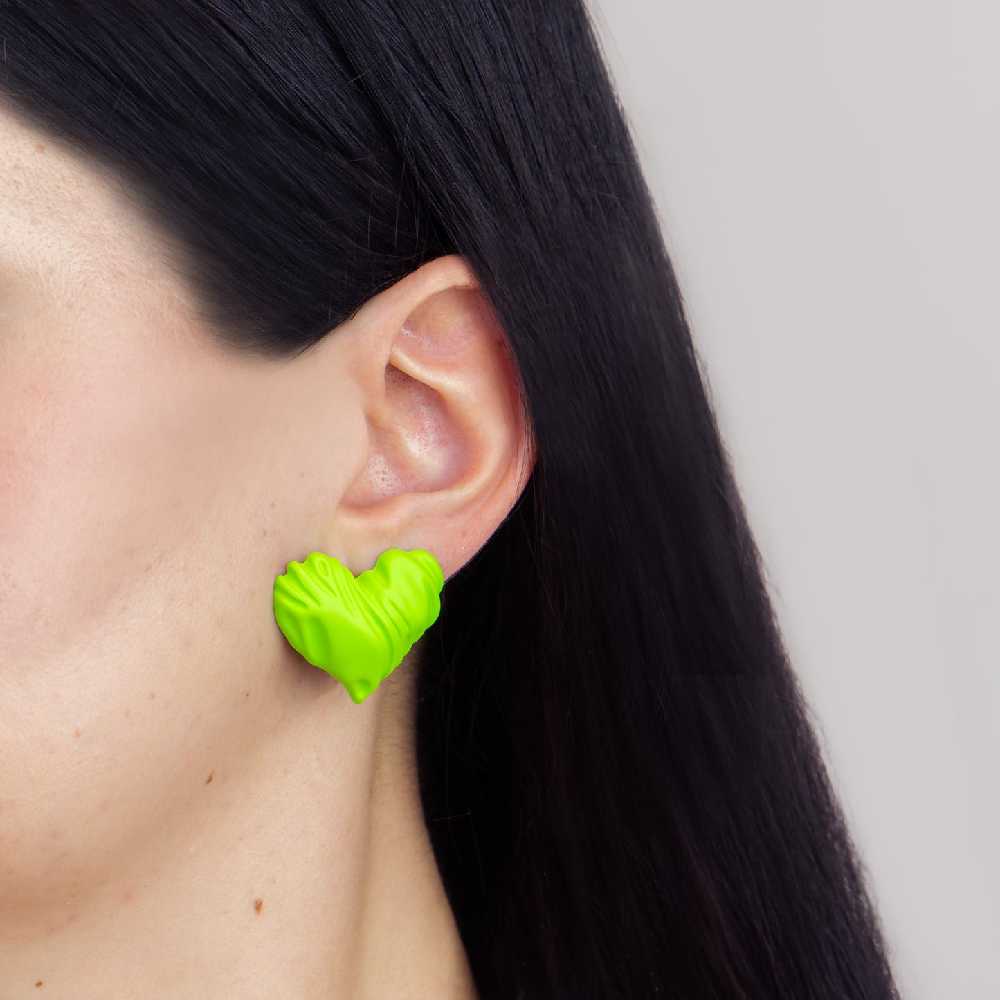 Cercei textured duo cu textruă siliconată, set 2 - Verde Lime